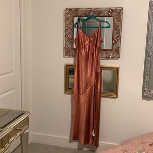 Rose Gold F21 Satin Dress Floor Length